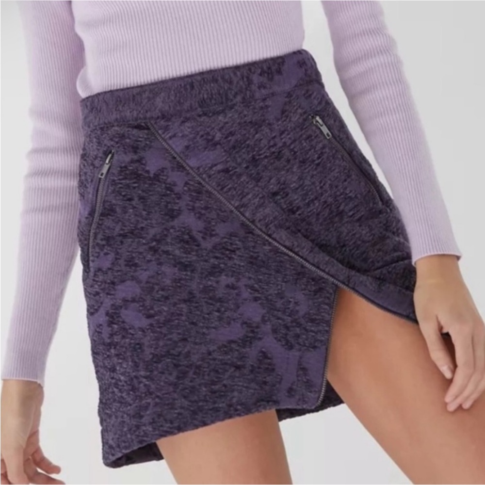 Urban Outfitters Purple Jacquard Asymmetrical Mini Skirt Small